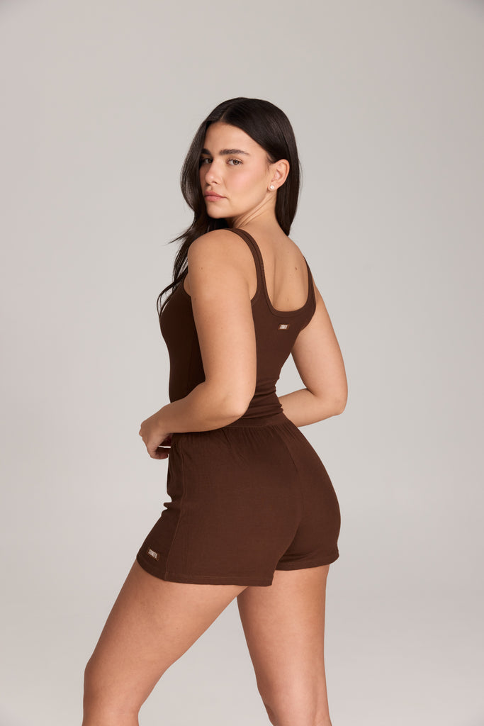 גופייה עם מחשוף מרובע ריב רך