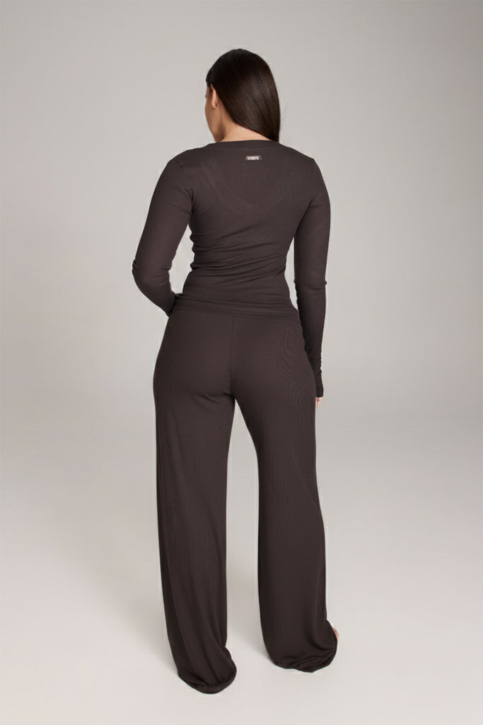 חולצת V ארוכה ריב רך