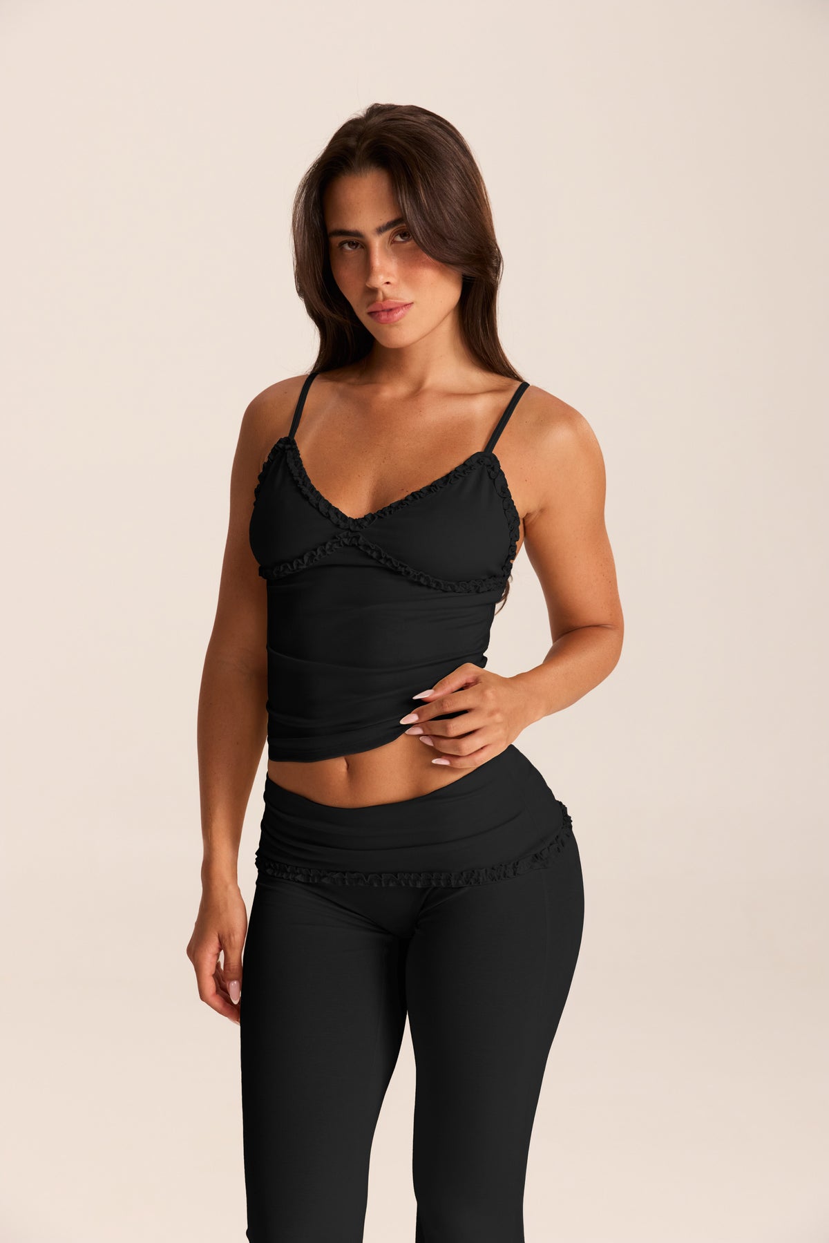 Loungewear גופייה עם עיטורי מלמלה