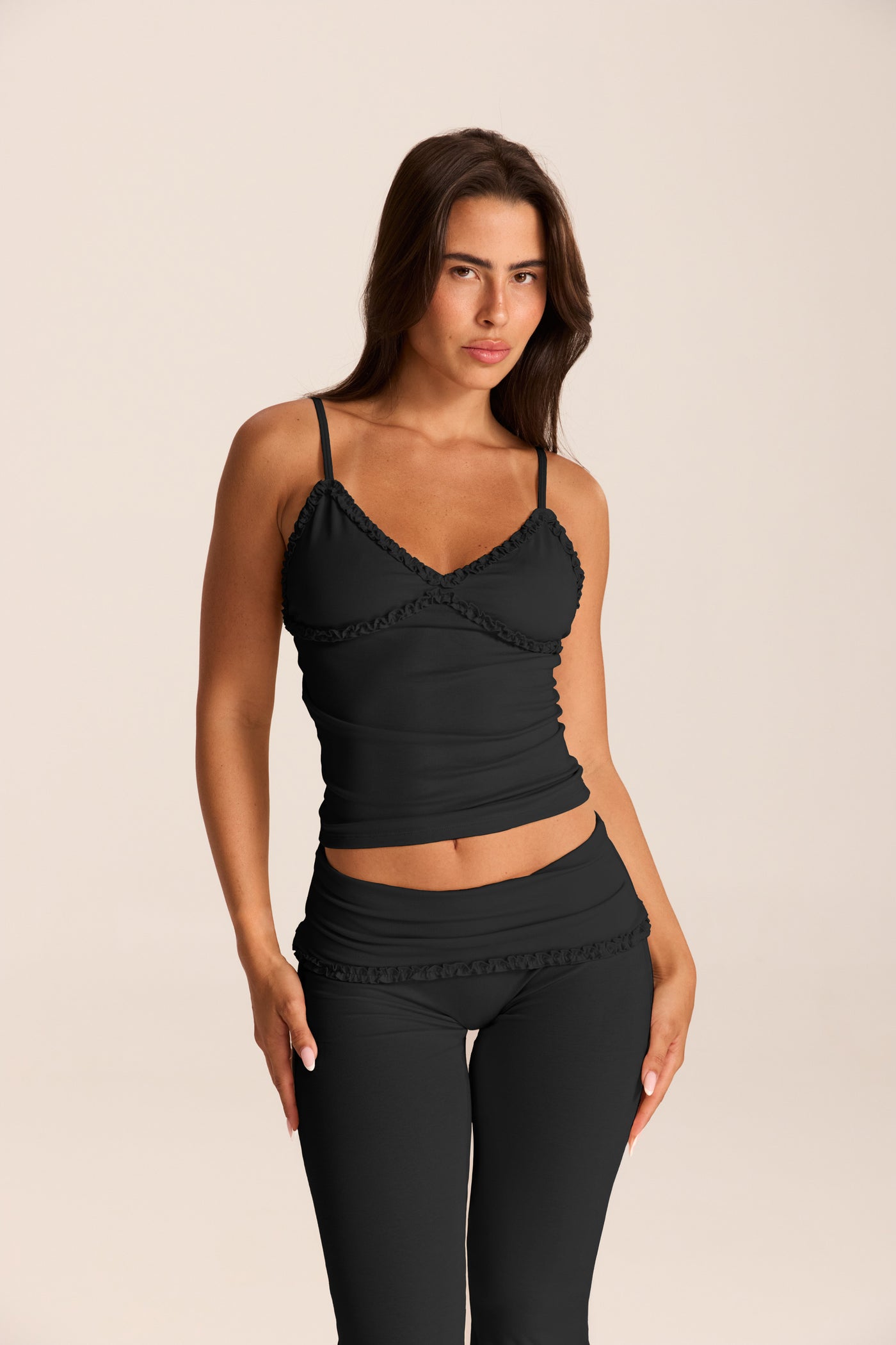 Loungewear גופייה עם עיטורי מלמלה