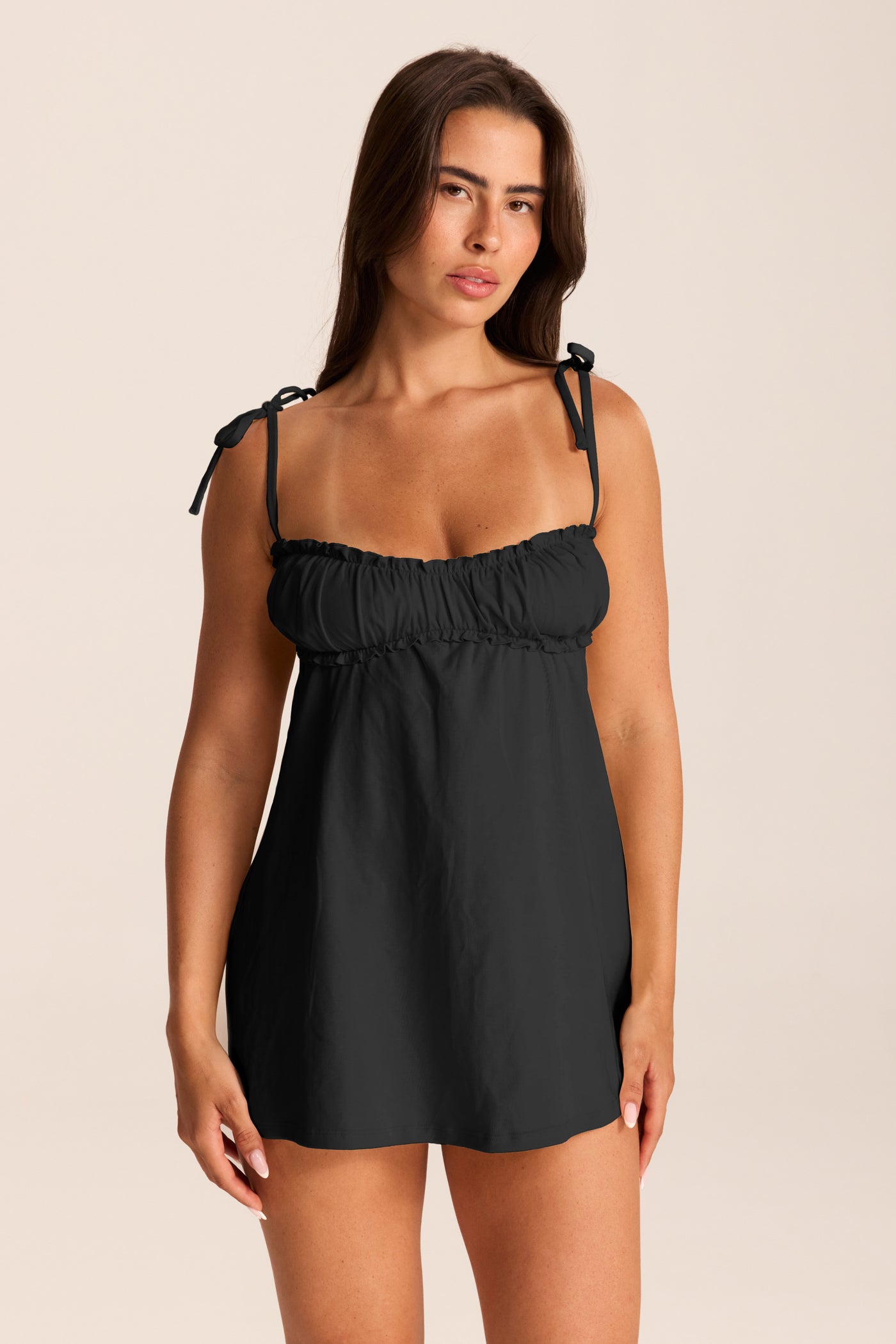 Loungewear שמלת מיני עם עיטורי מלמלה
