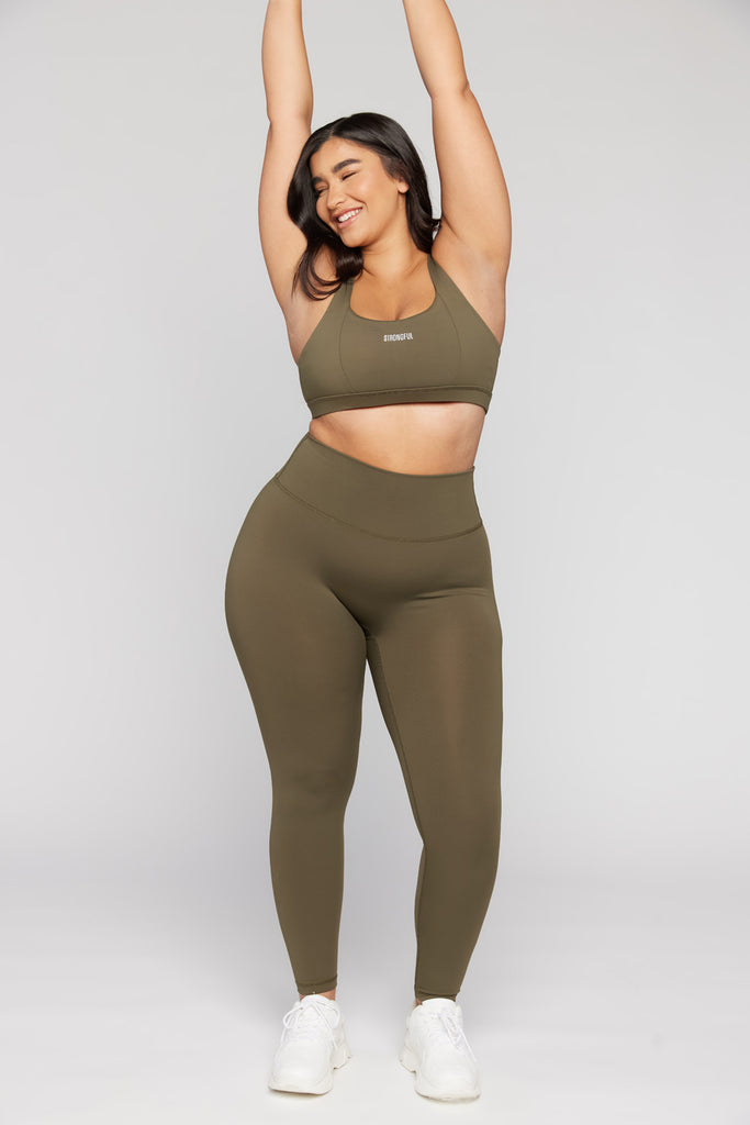 Aura - טייץ חלק בצבע ירוק כהה | L