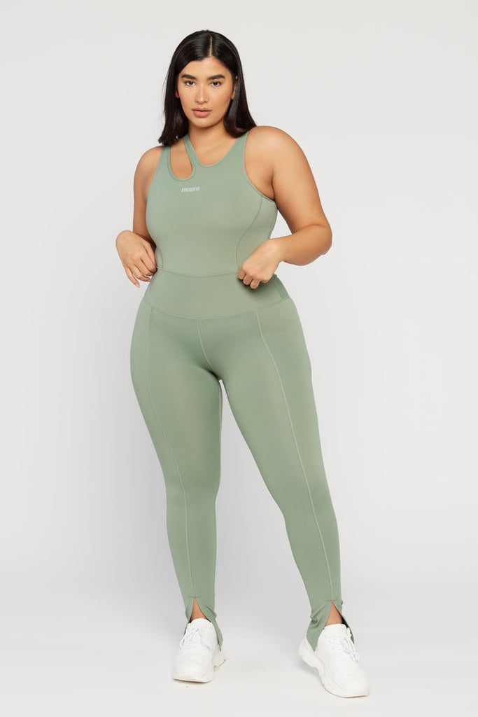 Aura - טייץ עם שסע בצבע ירוק | L