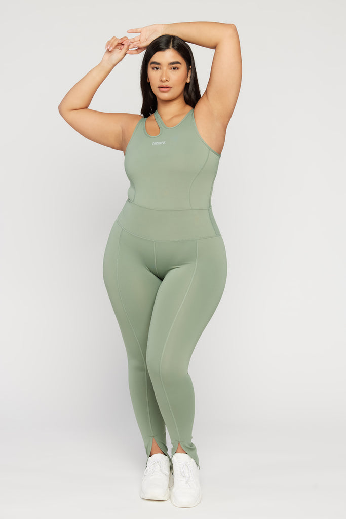 Aura - טייץ עם שסע בצבע ירוק | L