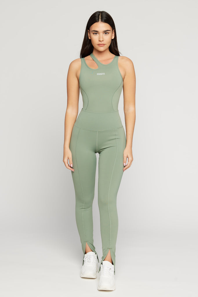 Aura - טייץ עם שסע בצבע ירוק | XS