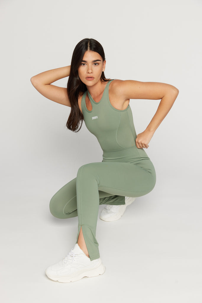 Aura - טייץ עם שסע בצבע ירוק | XS