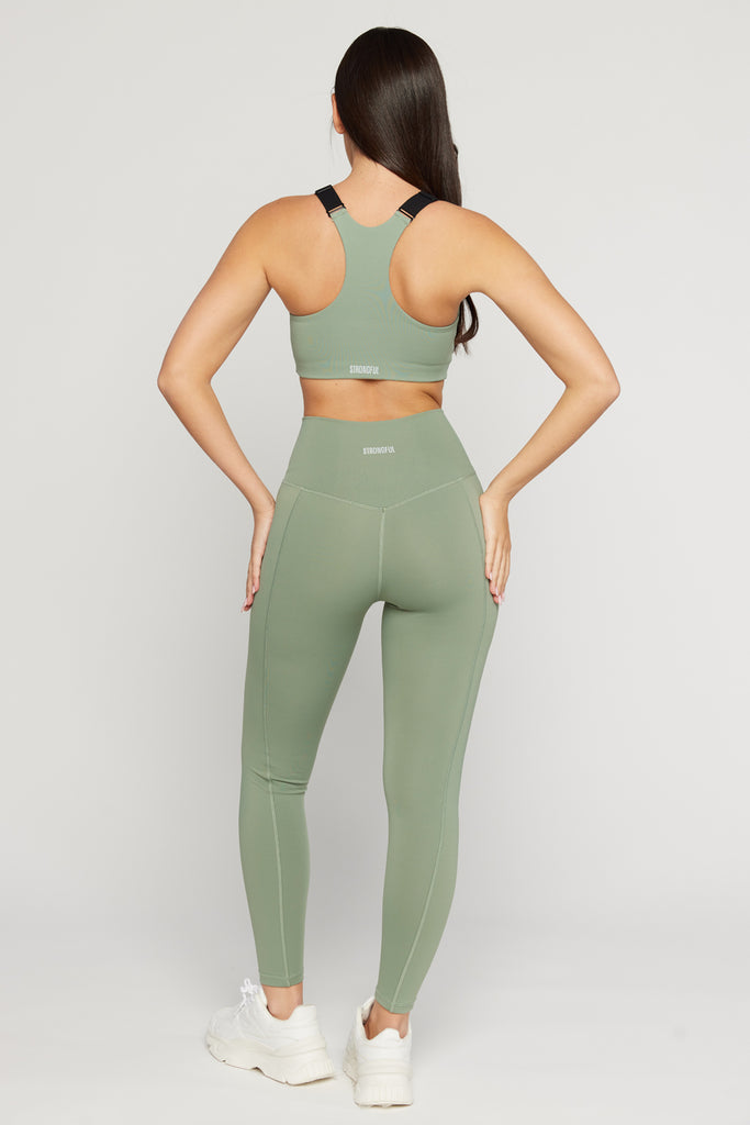 Aura - טופ ספורטיבי עם רוכסן קדמי בצבע ירוק | XS