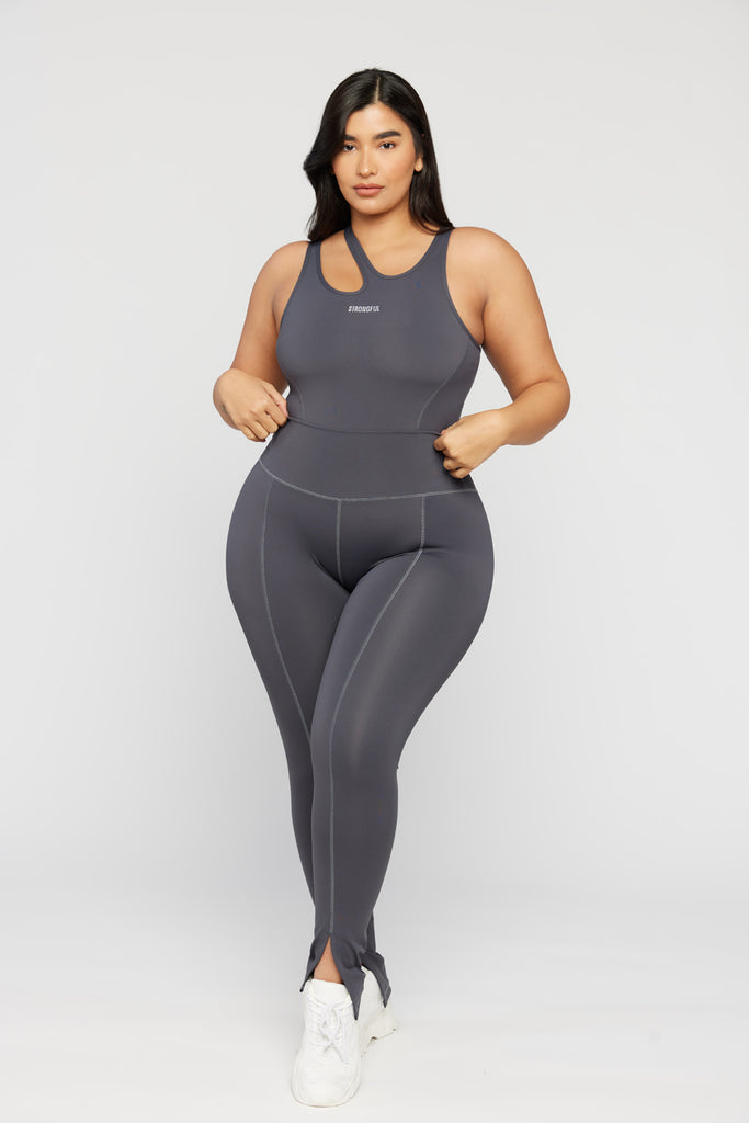 Aura - טייץ עם שסע בצבע אפור | L