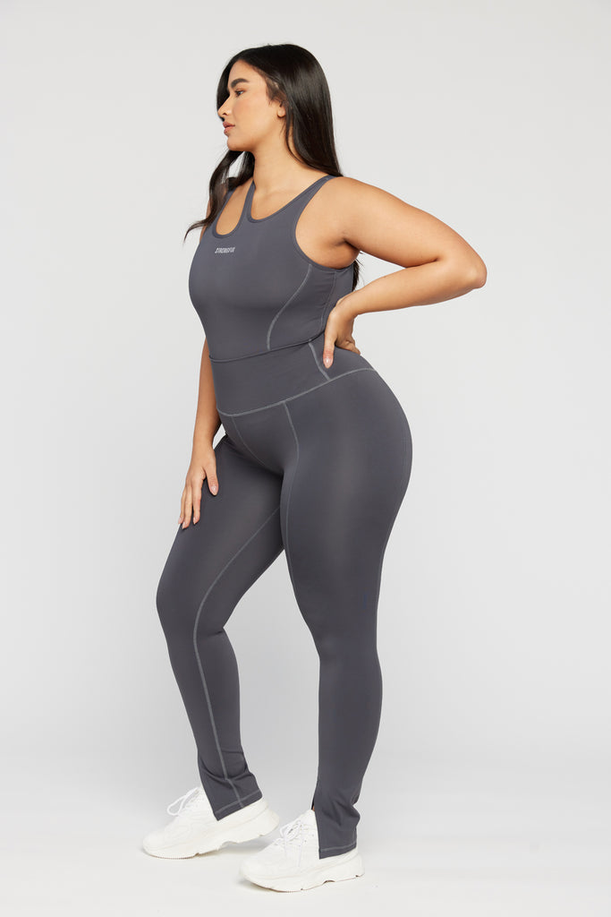 Aura - טייץ עם שסע בצבע אפור | L