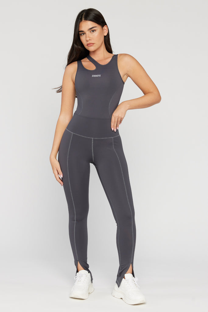 Aura - טייץ עם שסע בצבע אפור | XS