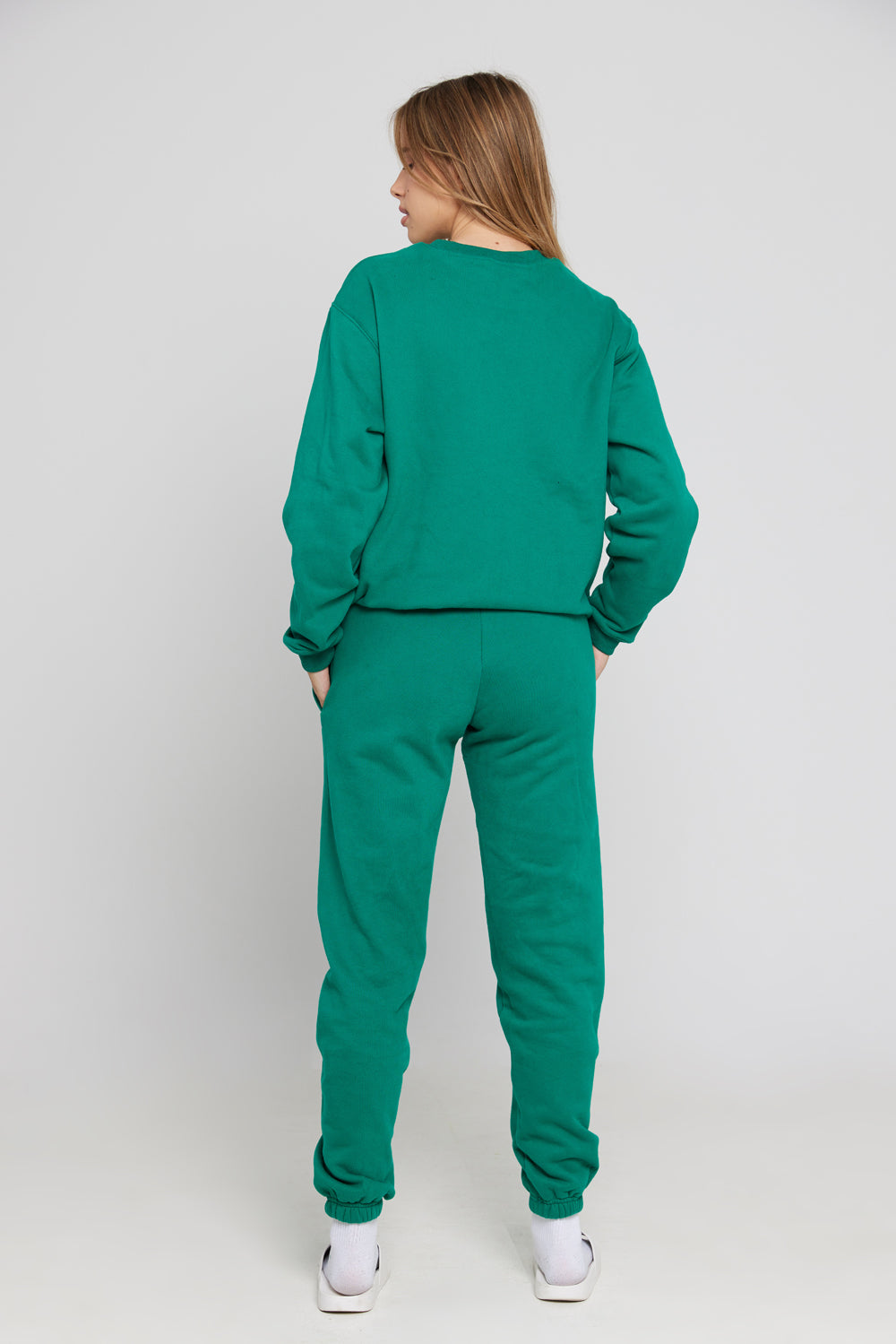 חולצת סווטשירט שרוול ארוך מבד עבה ומחמם בצבע ירוק - Cloud | L