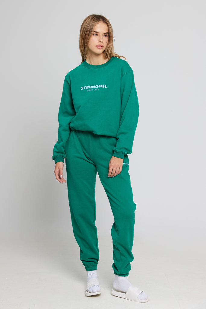 חולצת סווטשירט שרוול ארוך מבד עבה ומחמם בצבע ירוק - Cloud